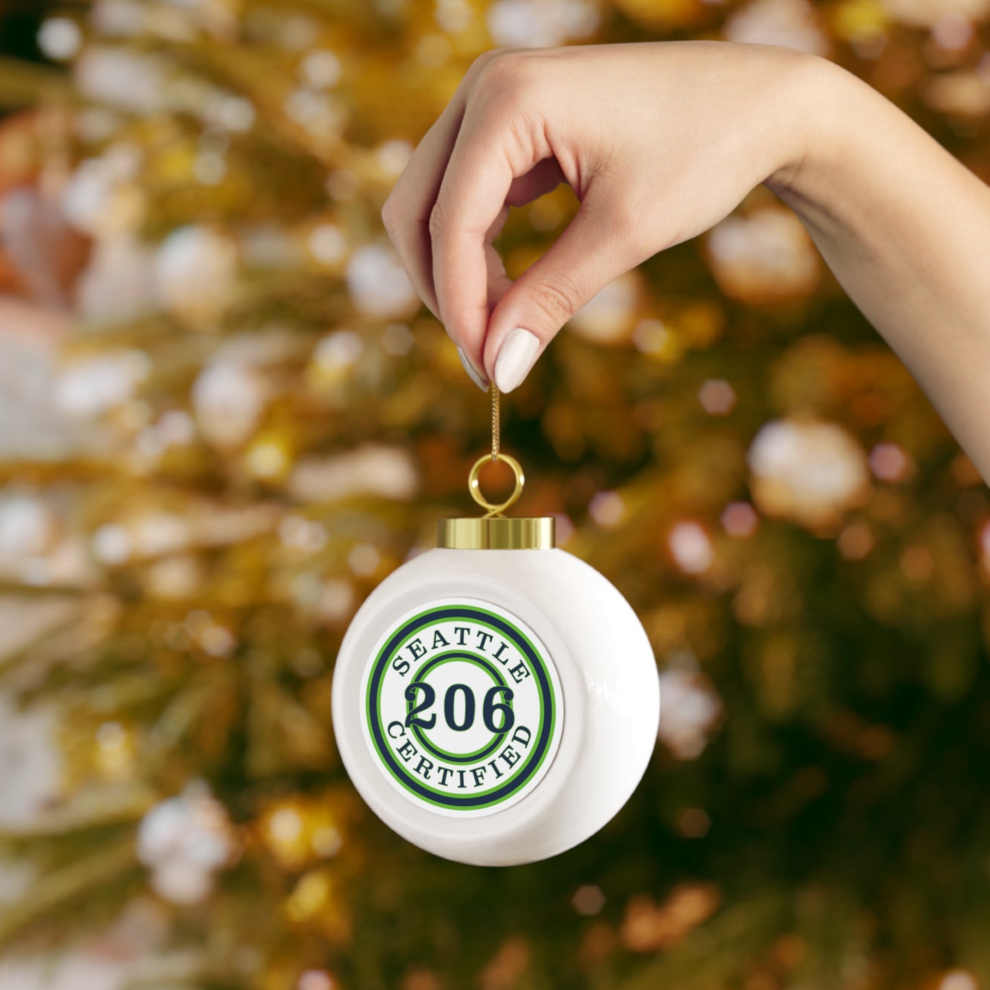 Seattle Certified Touchdown Hawks Christmas Ball Ornament