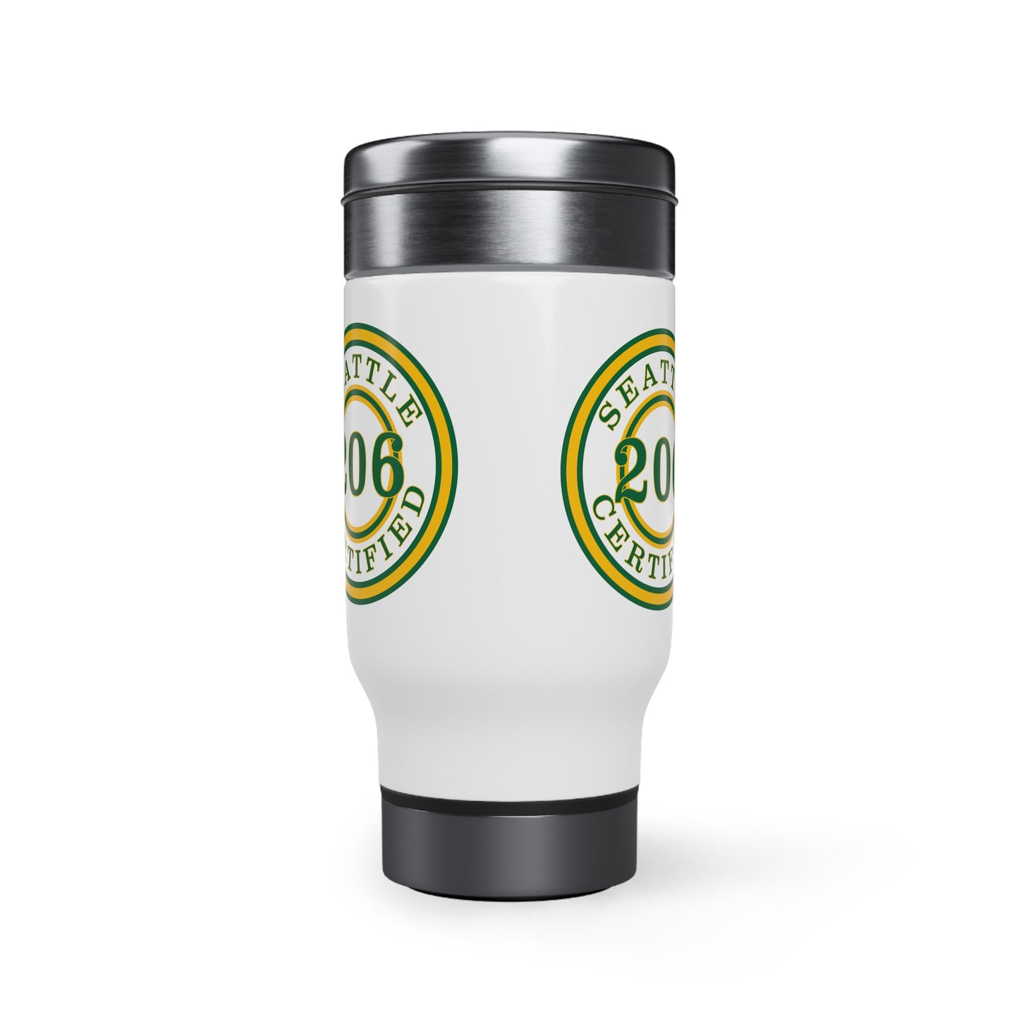 "Seattle Certified" Slam Dunk Sonics Stainless Steel Travel Mug with Handle, 14oz
