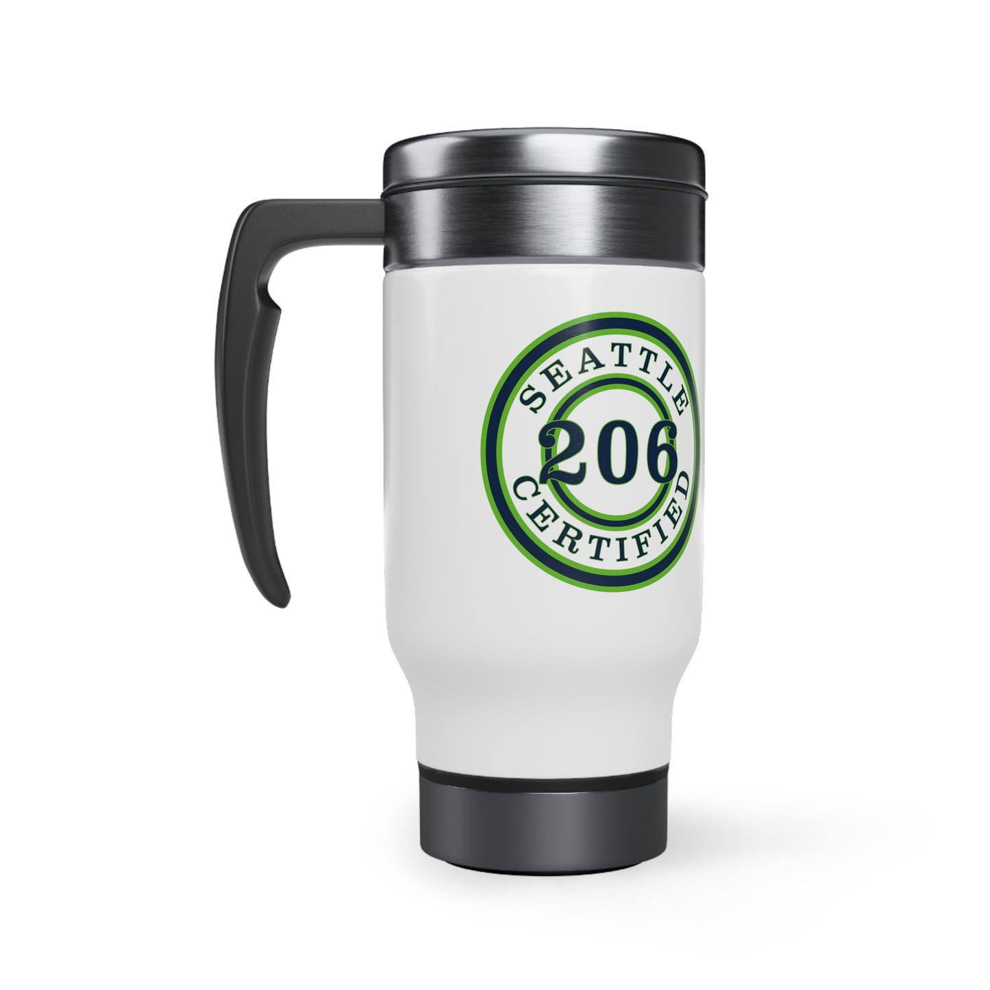 "Seattle Certified" Touchdown Hawks Stainless Steel Travel Mug with Handle, 14oz