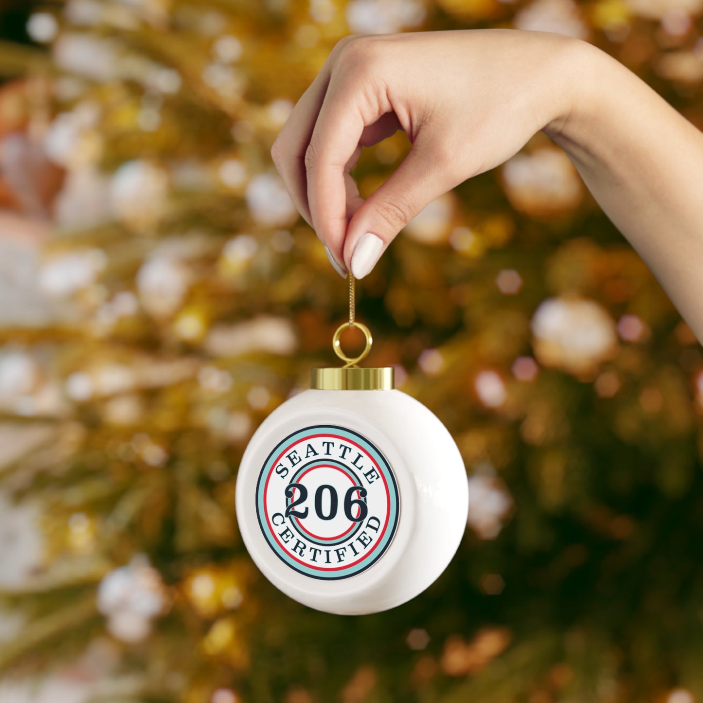 Seattle Certified Hat Trick Kraken Christmas Ball Ornament