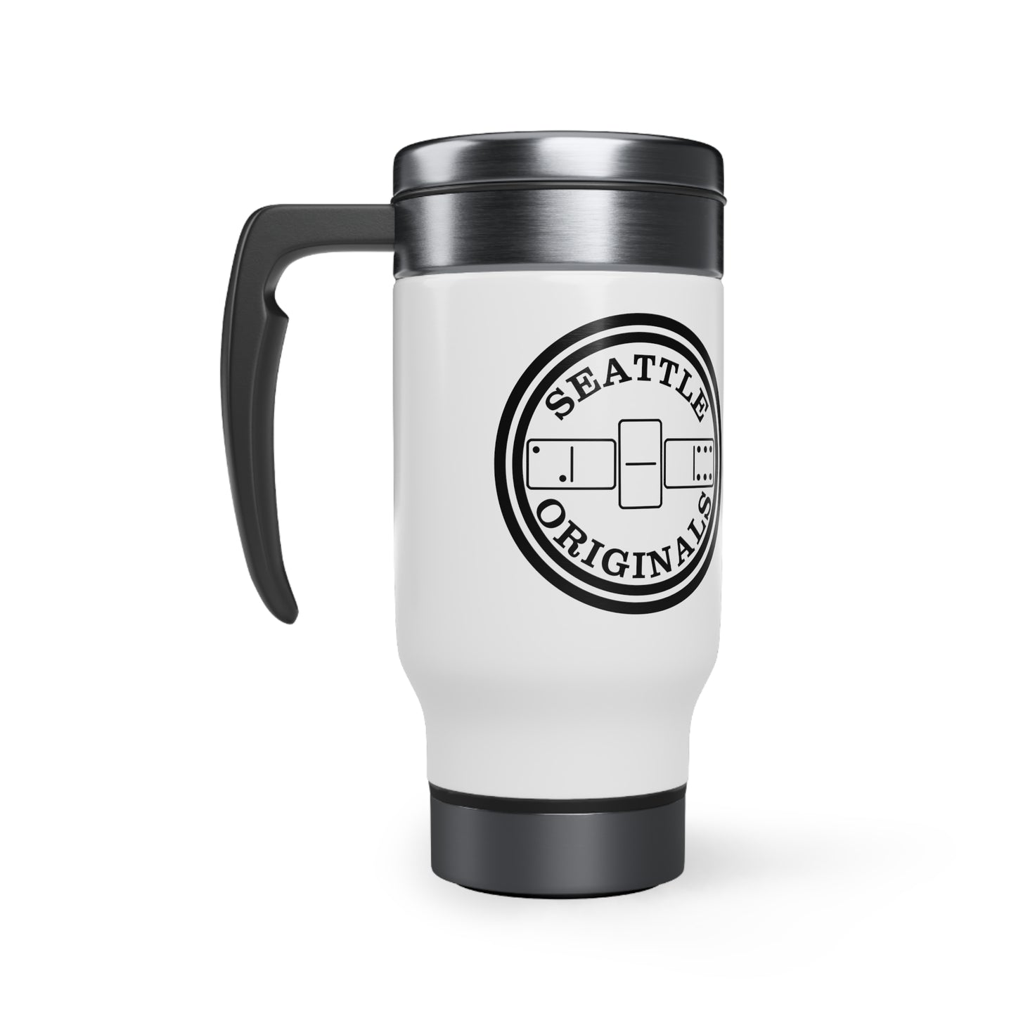 "Seattle Originals" 206 Dominoes Stainless Steel Travel Mug with Handle, 14oz