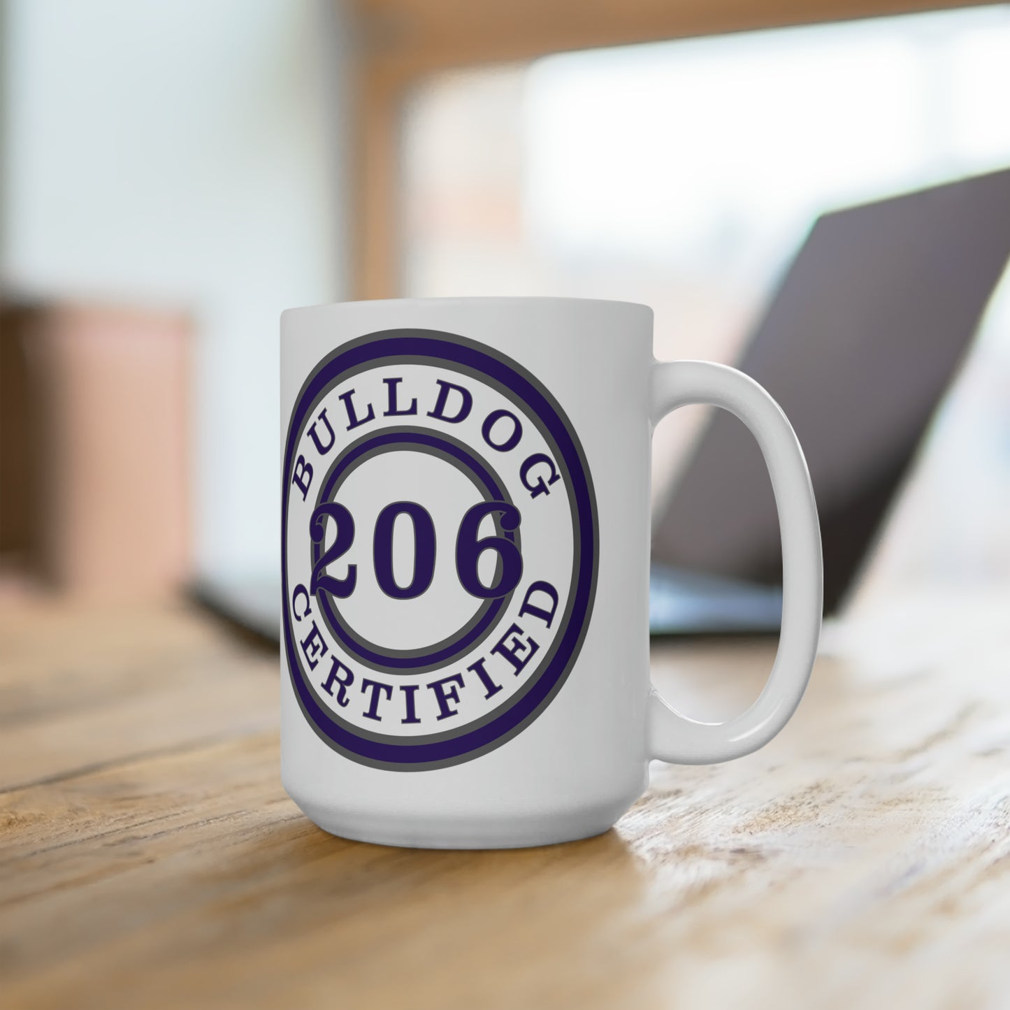 Seattle Certified Garfield Bulldogs 15 ounce Microwave-Safe Ceramic Mug.