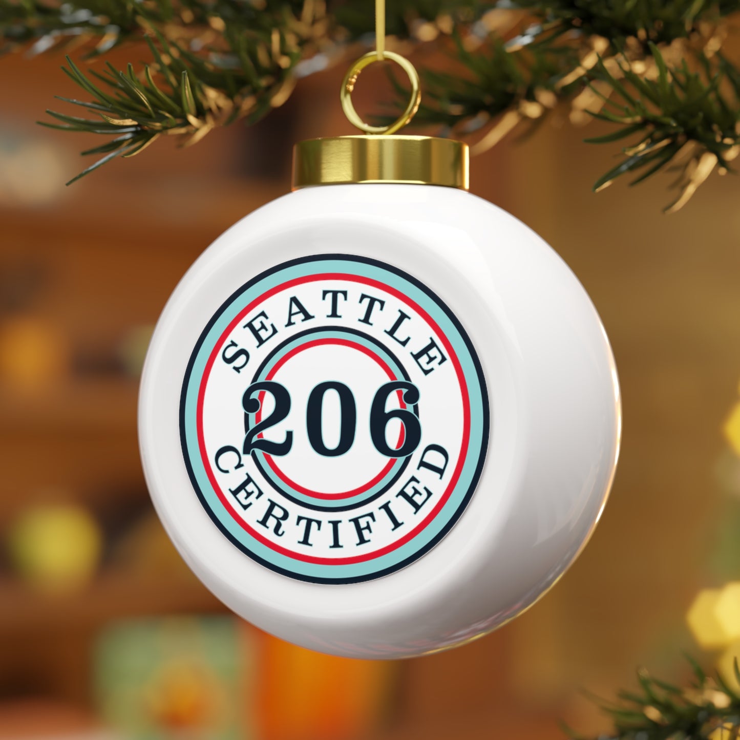 Seattle Certified Hat Trick Kraken Christmas Ball Ornament