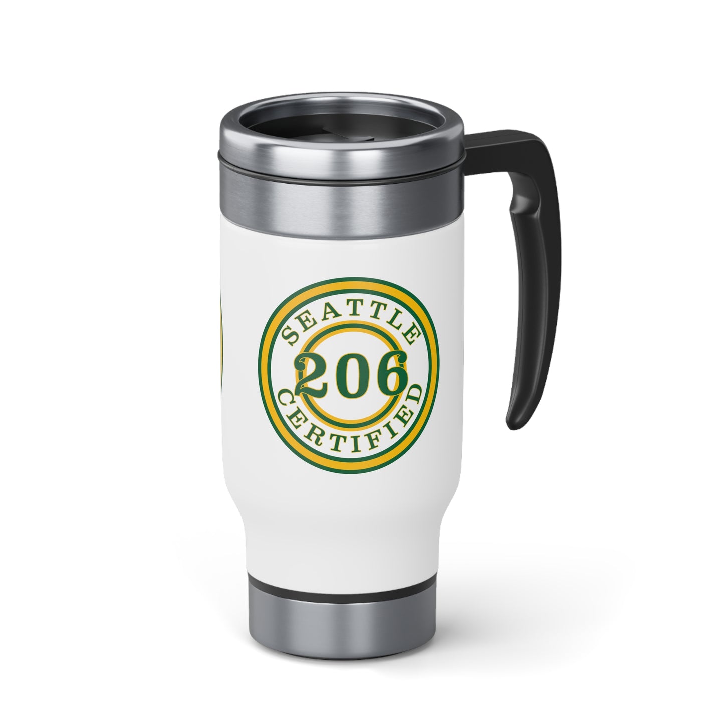 "Seattle Certified" Slam Dunk Sonics Stainless Steel Travel Mug with Handle, 14oz