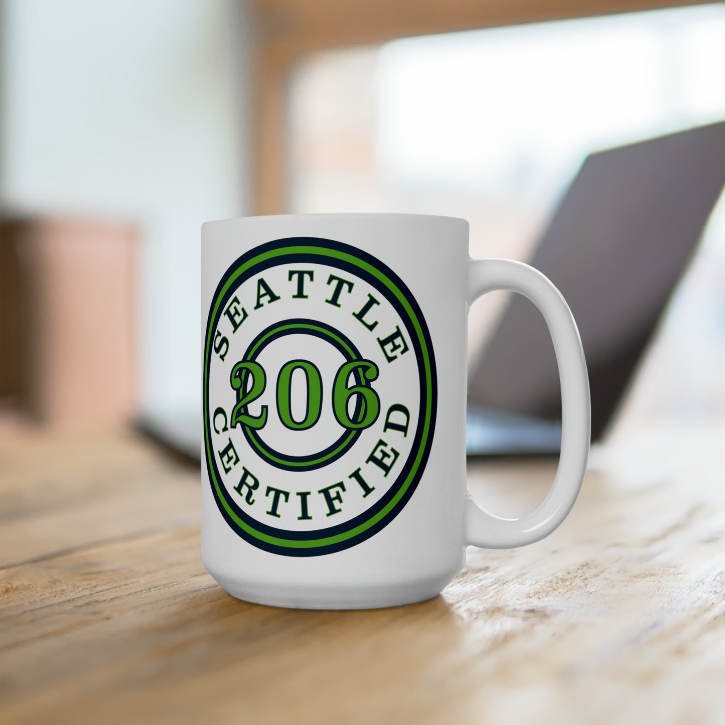 "Seattle Certified" Touchdown Hawks 15 oz Ceramic Microwave-Safe Mug