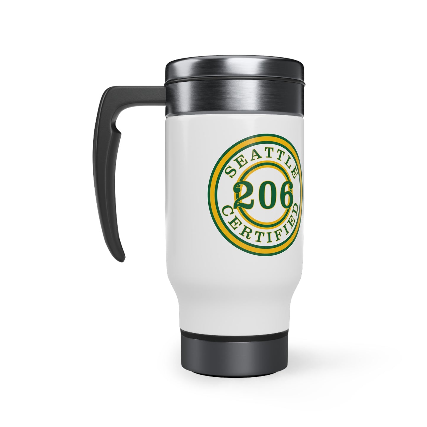 "Seattle Certified" Slam Dunk Sonics Stainless Steel Travel Mug with Handle, 14oz