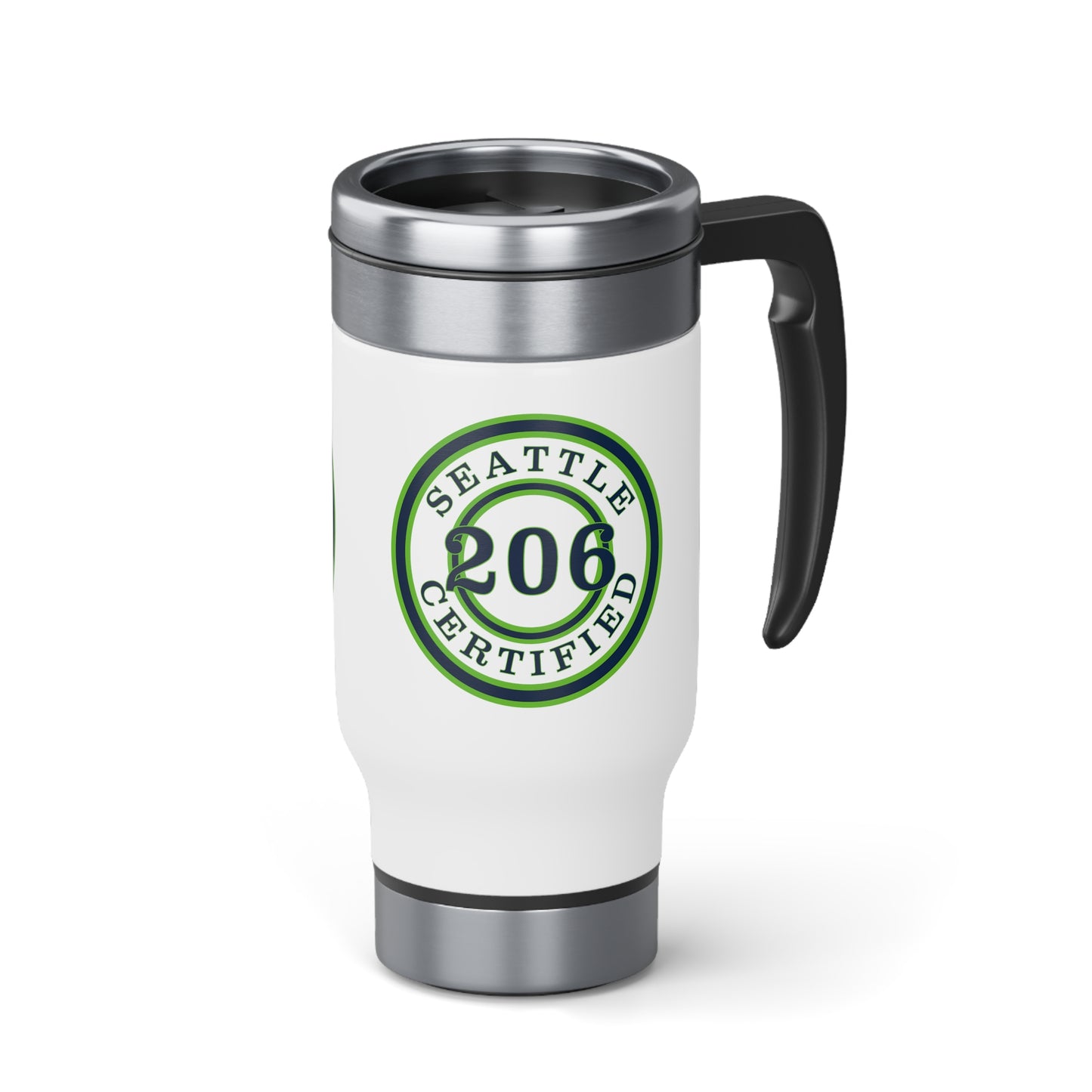 "Seattle Certified" Touchdown Hawks Stainless Steel Travel Mug with Handle, 14oz