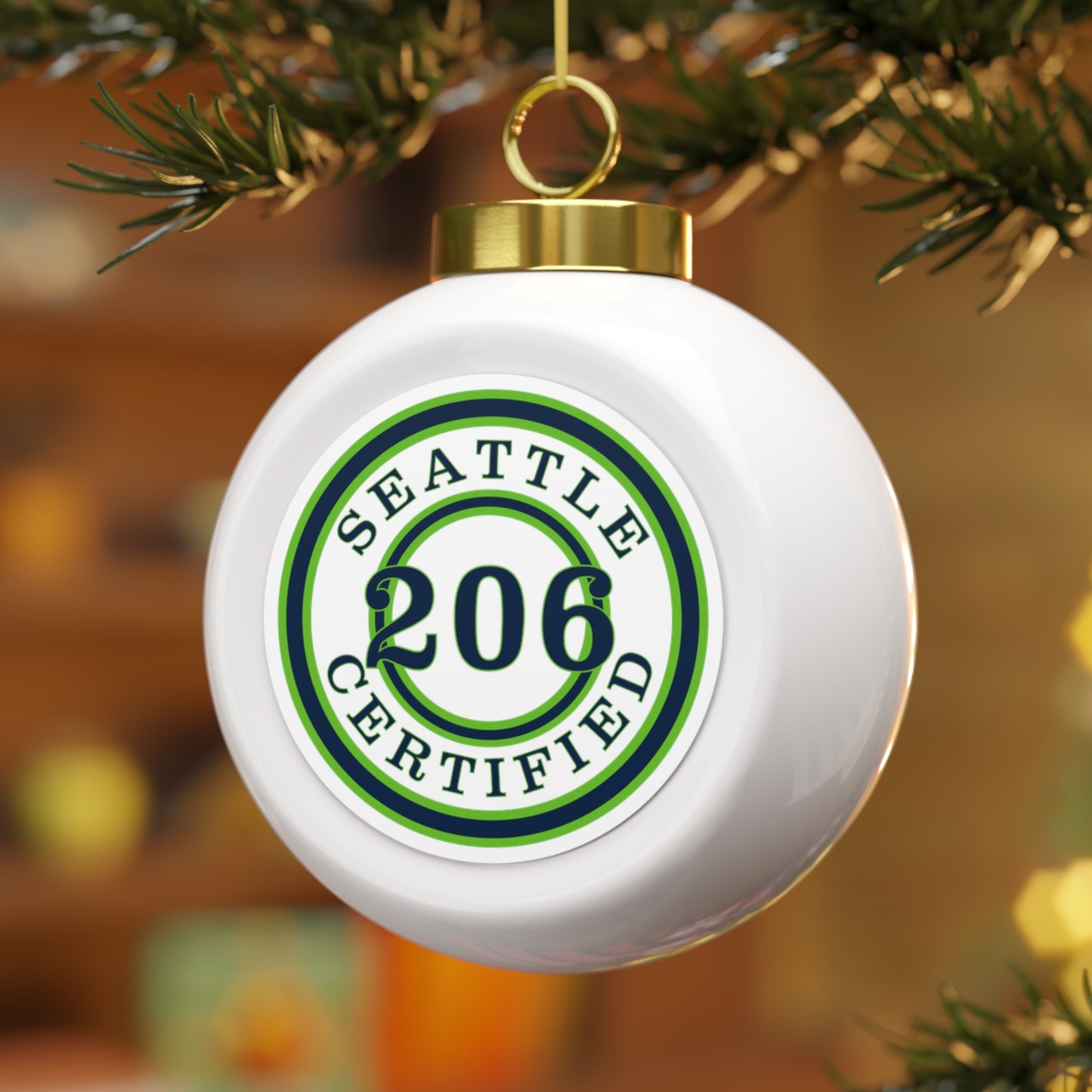 Seattle Certified Touchdown Hawks Christmas Ball Ornament