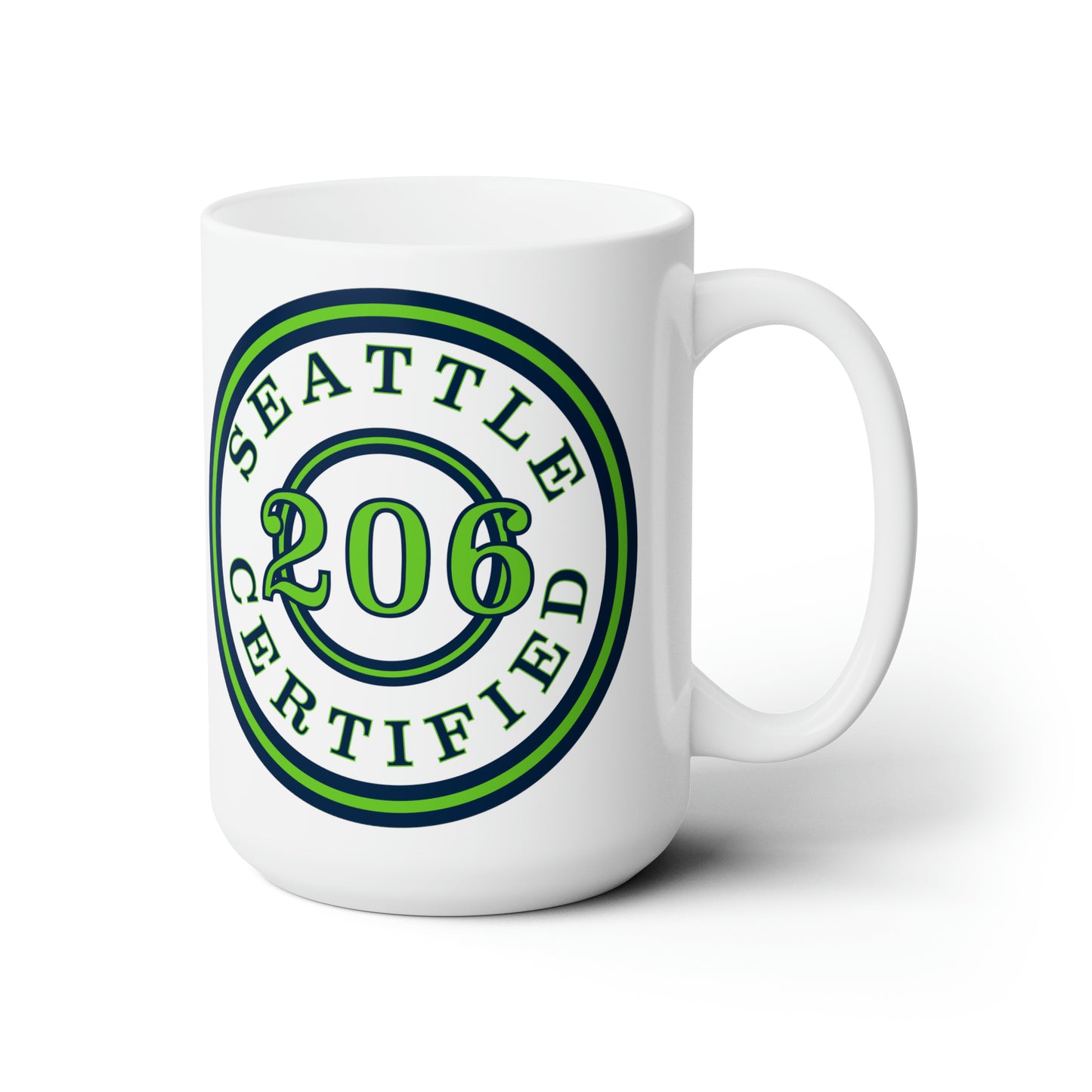 "Seattle Certified" Touchdown Hawks 15 oz Ceramic Microwave-Safe Mug