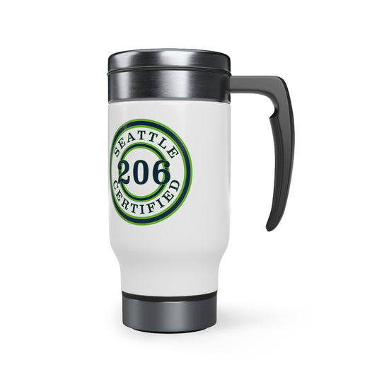 "Seattle Certified" Touchdown Hawks Stainless Steel Travel Mug with Handle, 14oz