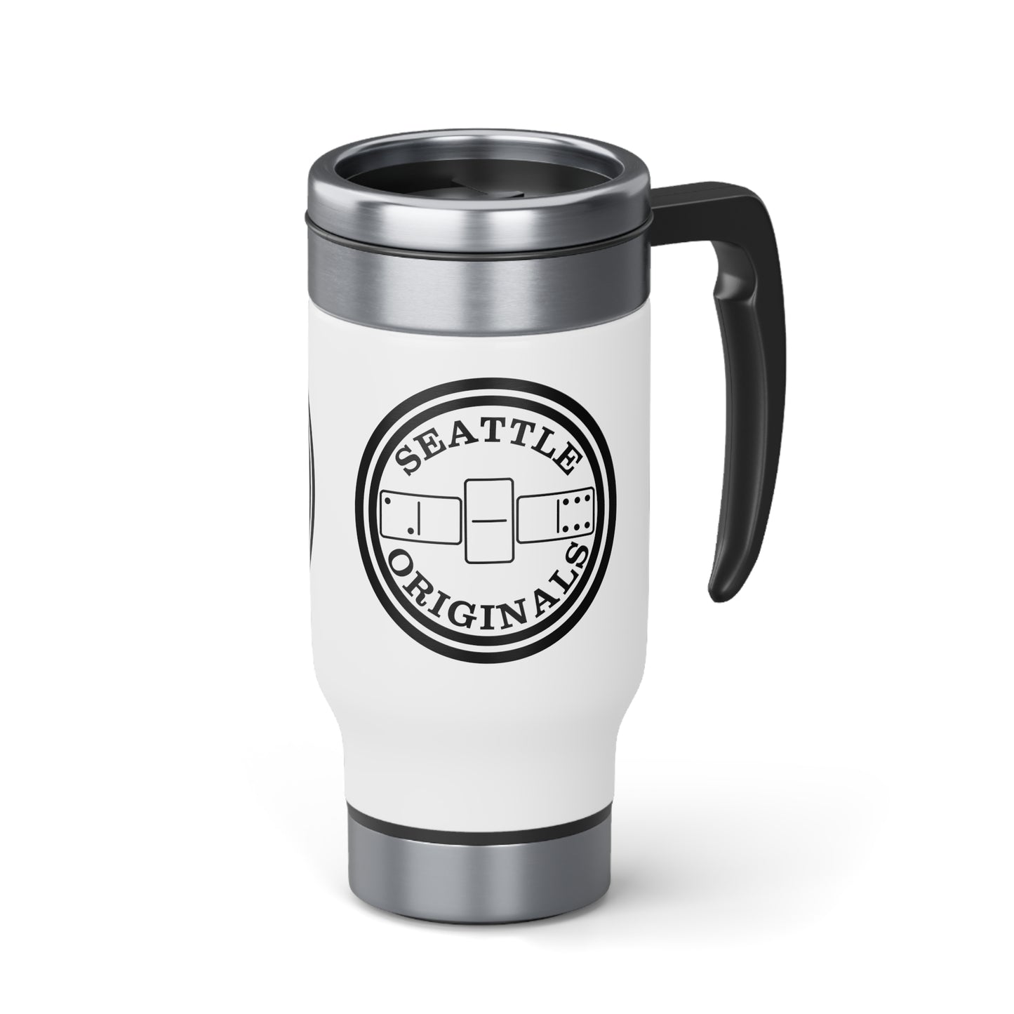 "Seattle Originals" 206 Dominoes Stainless Steel Travel Mug with Handle, 14oz
