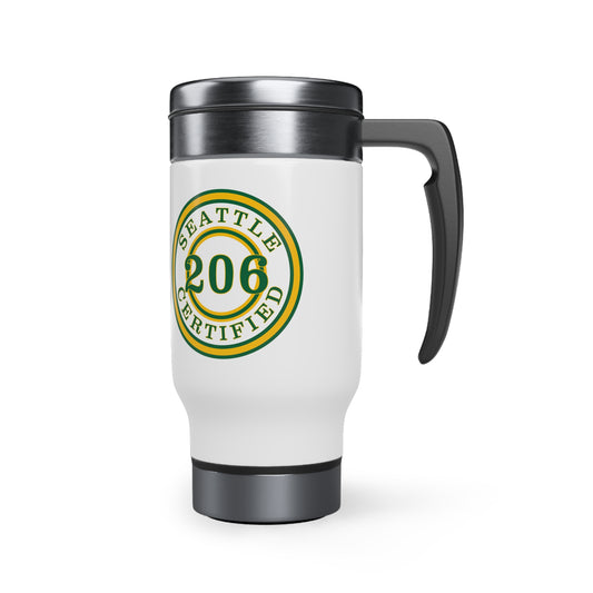 "Seattle Certified" Slam Dunk Sonics Stainless Steel Travel Mug with Handle, 14oz